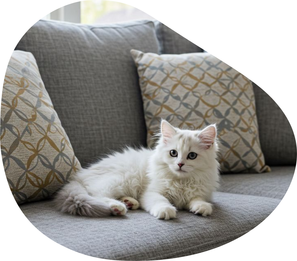 Image d'un chat blanc en visite à domicile à Valence